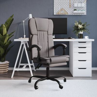 vidaXL Silla de oficina reclinable de tela gris taupé