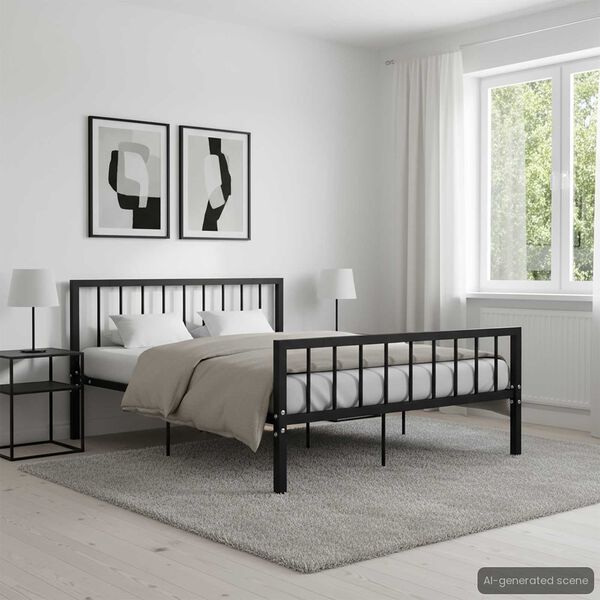 vidaXL Estructura de cama sin colchón metal negro 140x200 cm