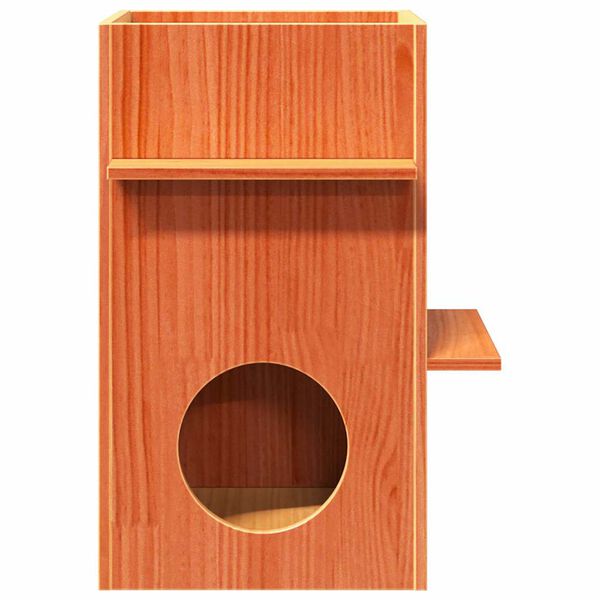 vidaXL Casa para gatos cera marrón 43x43x60 cm madera maciza pino