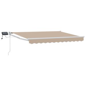vidaXL Toldo manual retr&aacute;ctil con LEDs Beige y Blanco 2,5 x 2 m