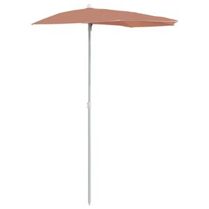 vidaXL Sombrilla de jard&iacute;n semicircular con palo terracota 180x90 cm