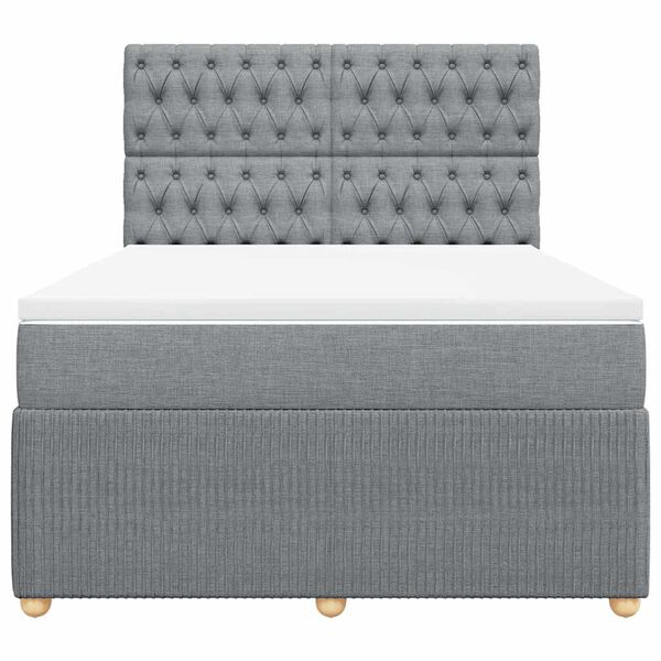 vidaXL Cama box spring con colch&oacute;n tela gris claro 160x200 cm