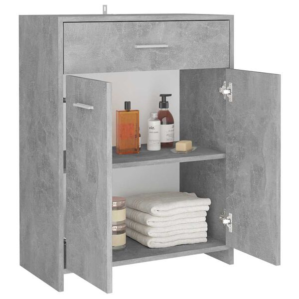 vidaXL Armario de ba&ntilde;o madera contrachapada gris hormig&oacute;n 60x33x80 cm