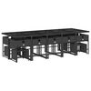 vidaXL Set comedor de jard&iacute;n con cojines 15 pzas rat&aacute;n sint&eacute;tico negro