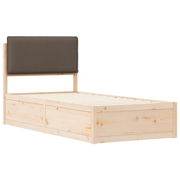 vidaXL Estructura de Cama con Cabecera Tapizada Taup&eacute; 90 x 200 cm