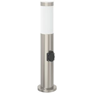 vidaXL Baliza de luz con toma de corriente de 50 cm, acero inoxidable, IP44