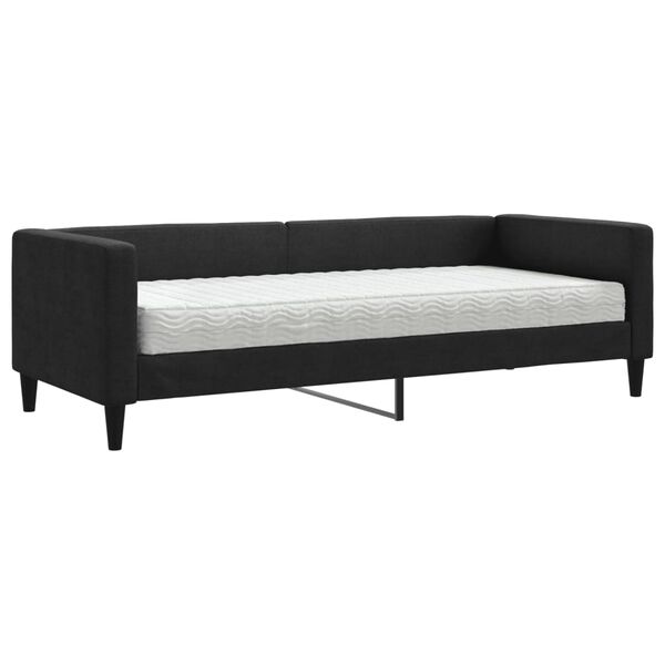 vidaXL Sof&aacute; cama con colch&oacute;n tela negro 80x200 cm