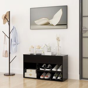vidaXL Zapatero madera de ingenier&iacute;a negro 80x30x45 cm