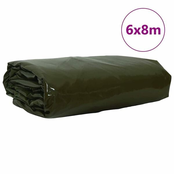 vidaXL Lona 650g / m&sup2; Verde Oliva 6 x 8 m Lona con recubrimiento de PVC