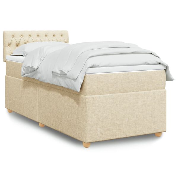 vidaXL Cama box spring con colch&oacute;n tela color crema 90x190 cm