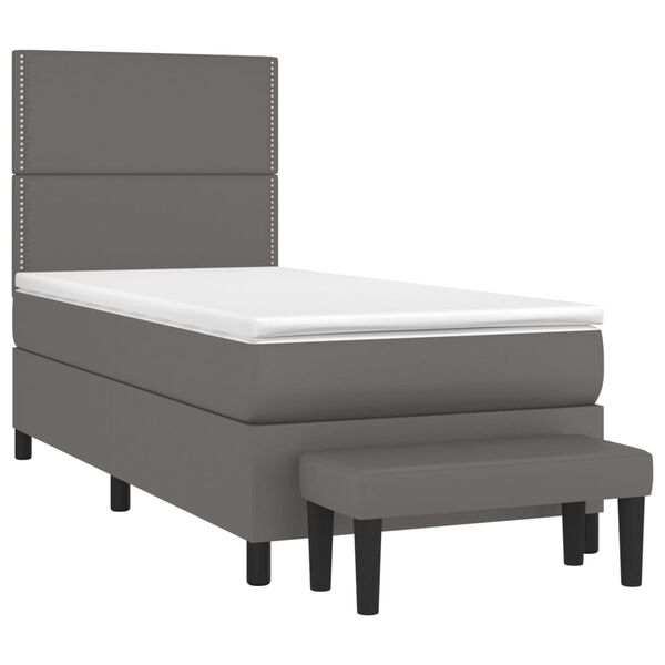 vidaXL Cama box spring con colch&oacute;n cuero sint&eacute;tico gris 100x200 cm