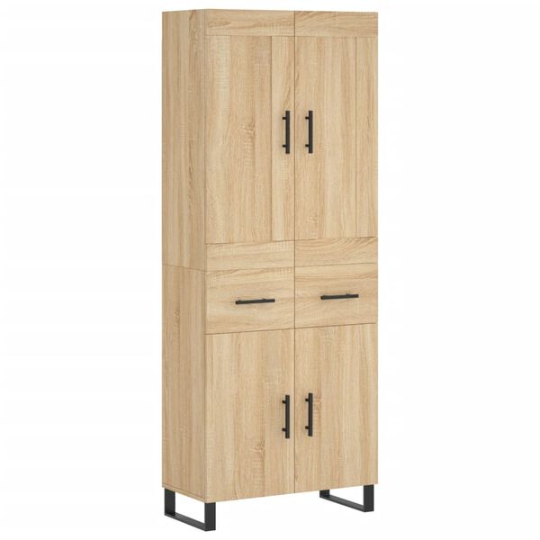 vidaXL Aparador alto madera contrachapada color roble 69,5x34x180 cm