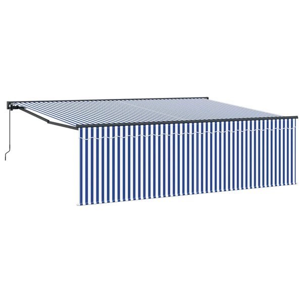 vidaXL Toldo Retr&aacute;ctil Manual Azul y 400 x 300 cm Poli&eacute;ster y Aluminio