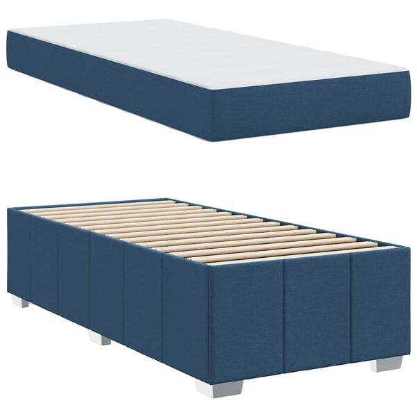 vidaXL Estructura de cama con colchón Azul 120 x 190 cm tela