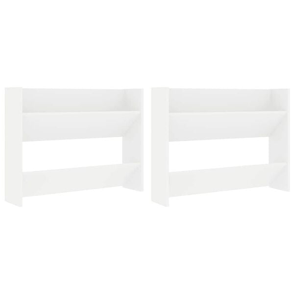 vidaXL Zapateros de pared 2 uds madera contrachapada blanco 80x18x60cm