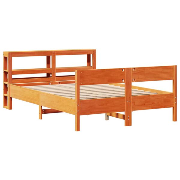 vidaXL Estructura de cama sin colch&oacute;n madera maciza marr&oacute;n 120x190 cm