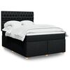 vidaXL Cama box spring con colch&oacute;n tela negro 140x190 cm