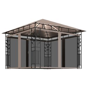 vidaXL Cenador mosquitera y tira de luz LED taup&eacute; 3x3x2,73m 180 g/m&sup2;