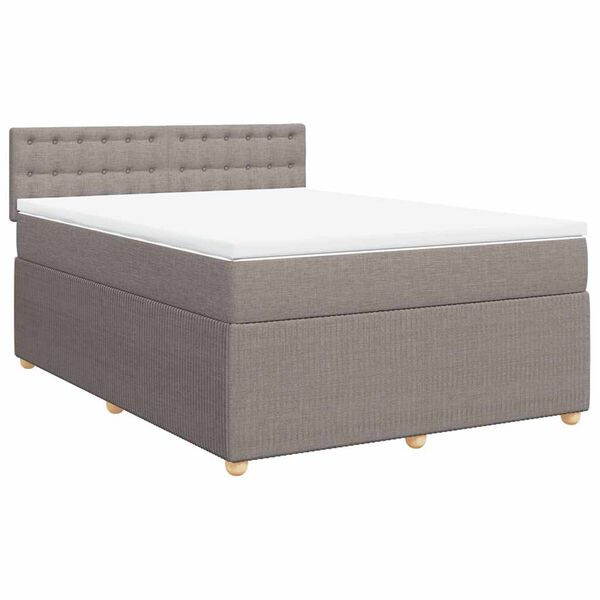 vidaXL Cama box spring con colch&oacute;n tela gris taupe 140x190 cm