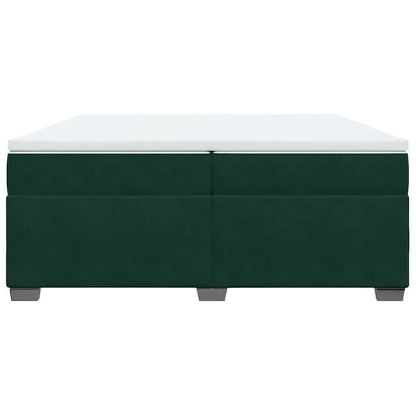 vidaXL Cama box spring con colch&oacute;n terciopelo verde oscuro 200x200 cm