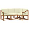 vidaXL Conjunto de sof&aacute;s de exterior con coj&iacute;n 4 pcs Natural y Crema