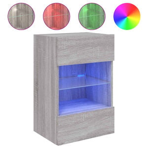 vidaXL Mueble de TV de pared con luces LED gris Sonoma 40x30x60,5 cm