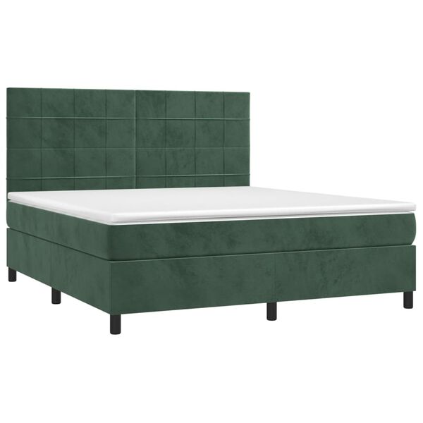 vidaXL Cama box spring con colch&oacute;n terciopelo verde oscuro 160x200 cm