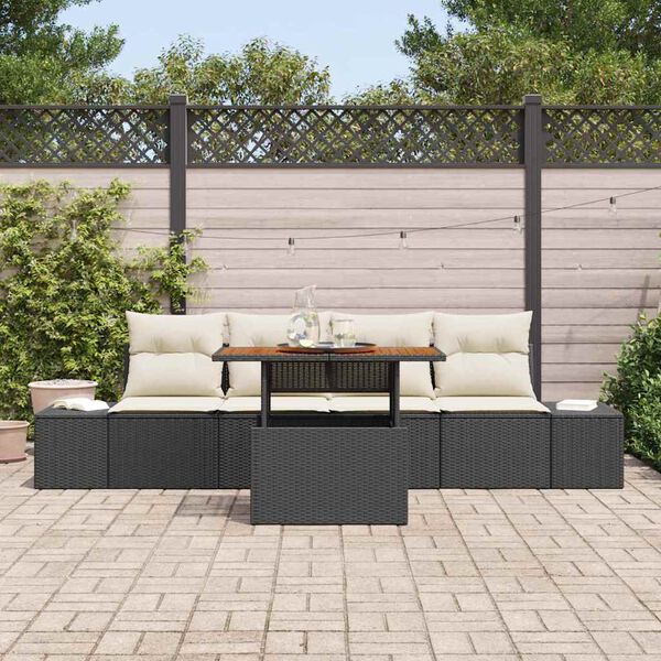 vidaXL Conjunto de sofá de jardín 5 pcs Negro Poliratán