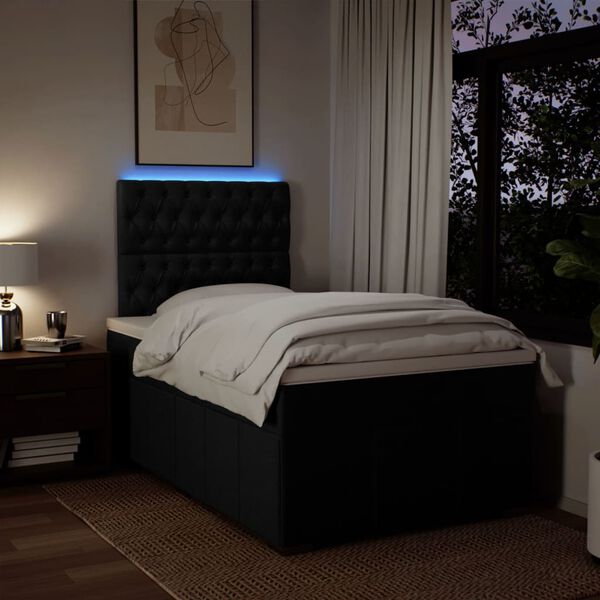 vidaXL Cama box spring con colch&oacute;n tela negro 120x200 cm