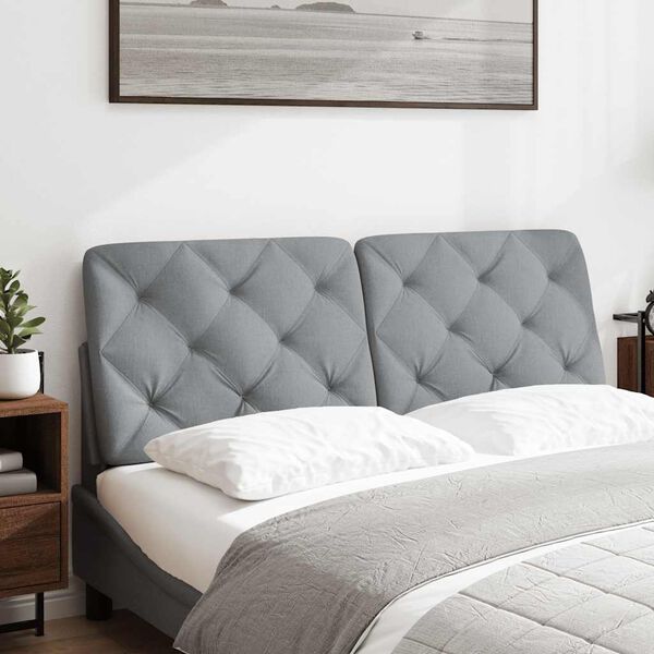 vidaXL Cabecero de cama acolchado tela gris claro 140 cm