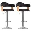 vidaXL Taburetes de cocina 2 uds cuero sint&eacute;tico madera curvada negro