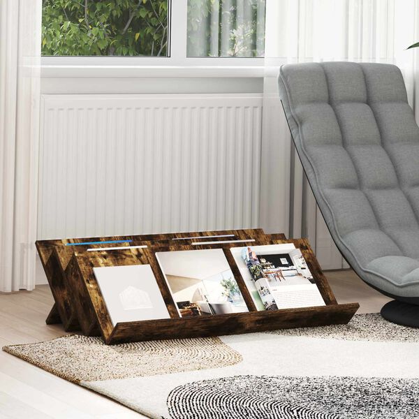 vidaXL Estante de revistas con estante Roble ahumado 90 x 53 x 28,5 cm