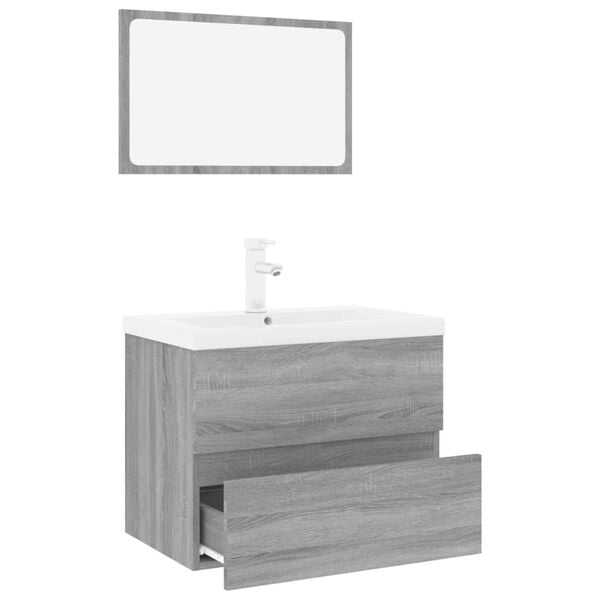 vidaXL Set de muebles de baño madera contrachapada gris Sonoma