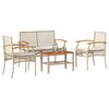vidaXL Set muebles de jard&iacute;n 4 piezas y cojines rat&aacute;n sint&eacute;tico beige