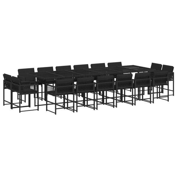 vidaXL Set de muebles jard&iacute;n 17 pzas con cojines rat&aacute;n sint&eacute;tico negro