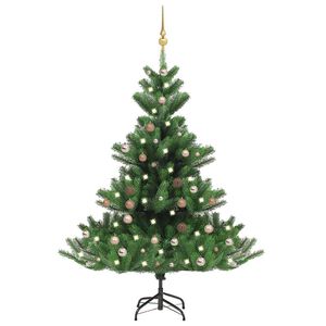 vidaXL &Aacute;rbol de Navidad abeto Nordmann con LEDs y bolas verde 150 cm