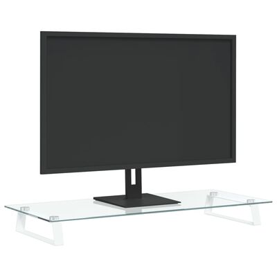vidaXL Soporte de monitor vidrio templado y metal blanco 80x35x8 cm