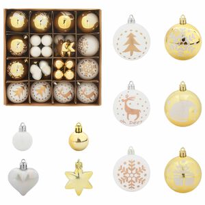 vidaXL Juego de Esferas de Navidad 40 uds. y dorado &Oslash; 6 cm Pl&aacute;stico