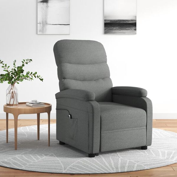 vidaXL Sill&oacute;n elevable tela gris oscuro