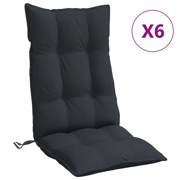 vidaXL Cojines de silla con respaldo alto 6 uds tela Oxford negro