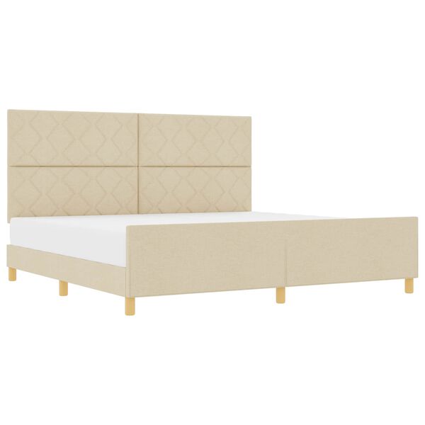 vidaXL Estructura de cama con cabecera Crema 200 x 200 cm tela