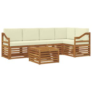 vidaXL Conjunto de Sof&aacute; Seccional con coj&iacute;n 6 pcs Natural y Crema
