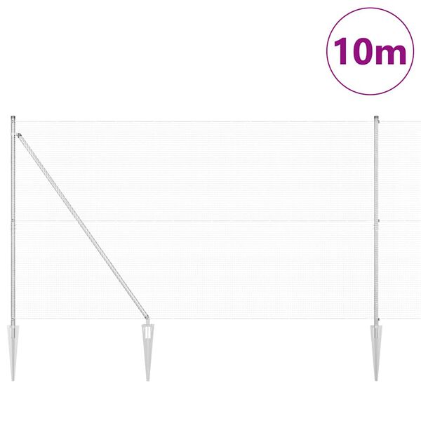 vidaXL Poste de Valla Plateado 10 x 1,6 m (malla de 16 x 16 mm) Acero