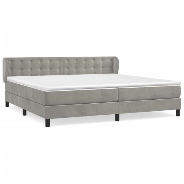 vidaXL Cama box spring con colch&oacute;n terciopelo gris claro 200x200 cm