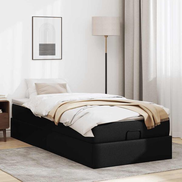 vidaXL Estructura cama otomana colchón cuero sintético negro 100x200cm