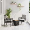 vidaXL Juego Bistro de Jardín 3 pcs Negro Poliratán