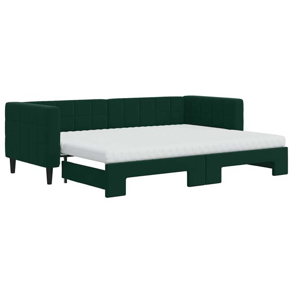 vidaXL Sof&aacute; cama nido con colch&oacute;n terciopelo verde oscuro 80x200 cm
