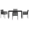 vidaXL Conjunto de Comedor de Jard&iacute;n 5 pcs Negro Rat&aacute;n sint&eacute;tico