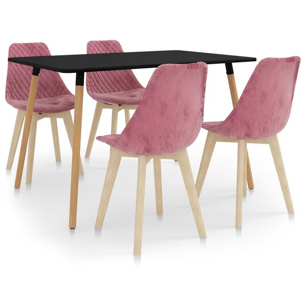 vidaXL Juego de comedor 5 piezas rosa