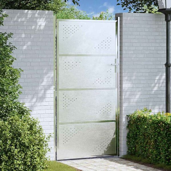 vidaXL Puerta de jardín Plateado 96 x 180 cm Acero inoxidable